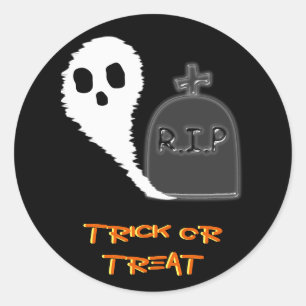 Skrämmande spöke med grav Halloween-dekal Runt Klistermärke