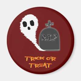 Skrämmande spöke med grav Halloween-magnet Magnet