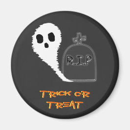 Skrämmande spöke med grav Halloween-magnet Magnet