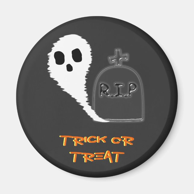 Skrämmande spöke med grav Halloween-magnet Magnet (Framsidan)