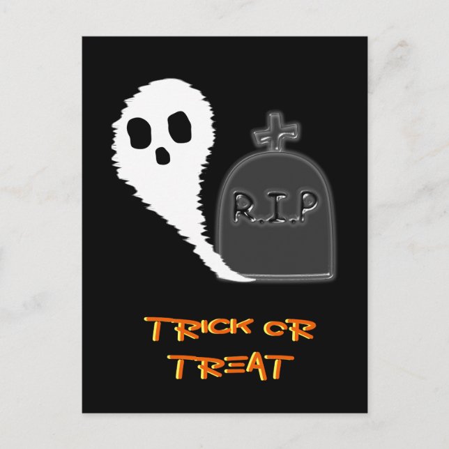 Skrämmande spöke med grav Halloween semester vykor Helg Vykort (Framsida)