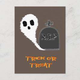 Skrämmande spöke med grav Halloween-semester vykor Helg Vykort