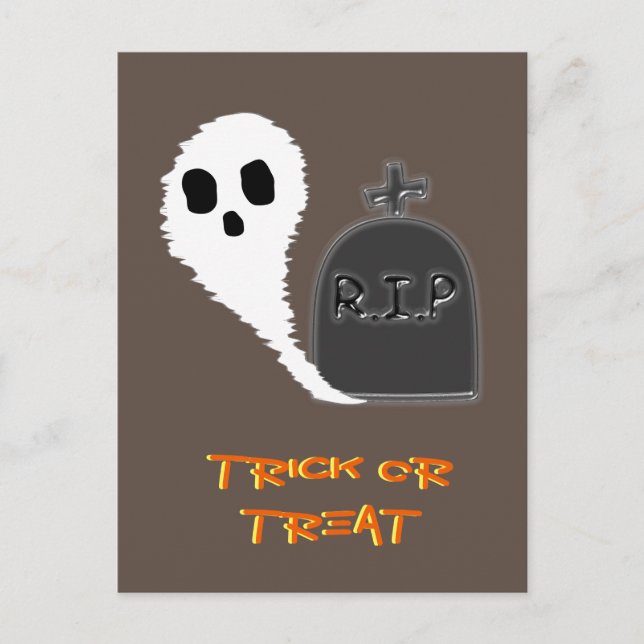 Skrämmande spöke med grav Halloween-semester vykor Helg Vykort (Framsida)