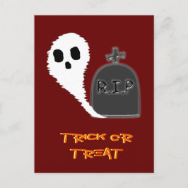 Skrämmande spöke med grav Halloween semester vykor Helg Vykort