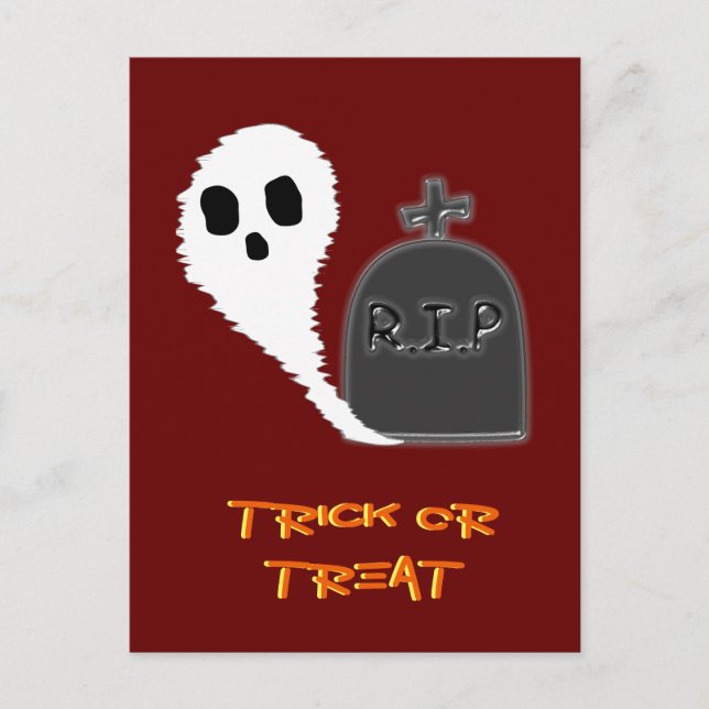 Skrämmande spöke med grav Halloween semester vykor Helg Vykort (Framsida)