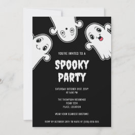 Skrämmande spöken Halloween-fest Svart och vitt Inbjudningar