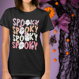 Skrämmande spöken Rosa Persika Halloween T Shirt