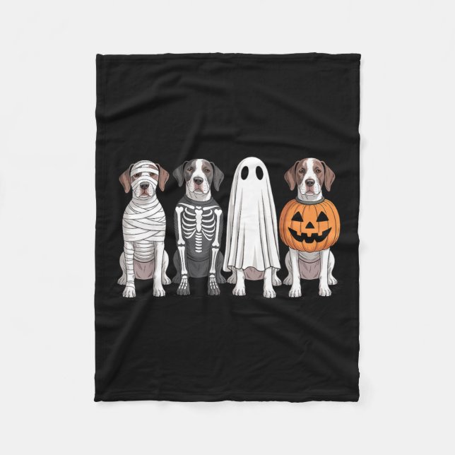 Skrämmande spökengelsk pekare pumpa Halloween hund Fleecefilt (Framsidan)