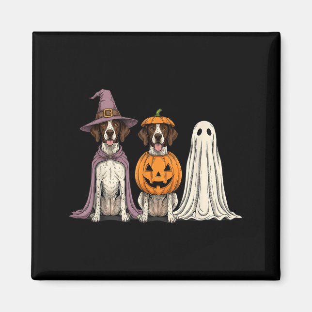 Skrämmande spökengelsk pekare pumpa Halloween hund Magnet (Framsidan)