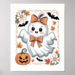 Skrämmande spökhalloween med spets poster