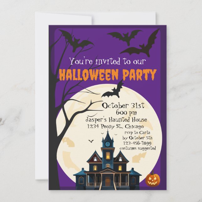 Skrämmande spökhus Halloween-fest Inbjudningar (Framsida)