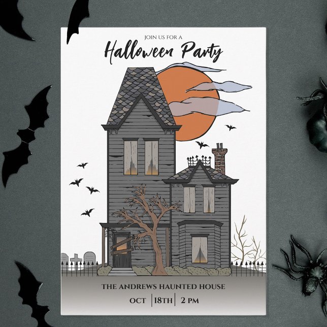 Skrämmande spökhus Halloween-fest Inbjudningar (Skapare uppladdad)