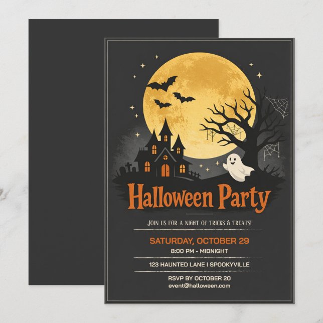 Skrämmande spökhus Halloween-fest Inbjudningar (Fram/baksida)