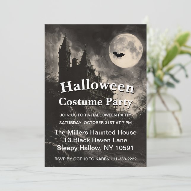 Skrämmande spökhus Halloween-fest Inbjudningar (Stående Fram)