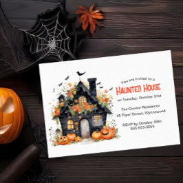 Skrämmande spökhus Halloween-fest - Pumpa Inbjudningar