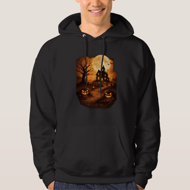 Skrämmande spökhus Halloween  Hoodie (Framsida)