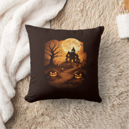 Skrämmande spökhus Halloween Kudde