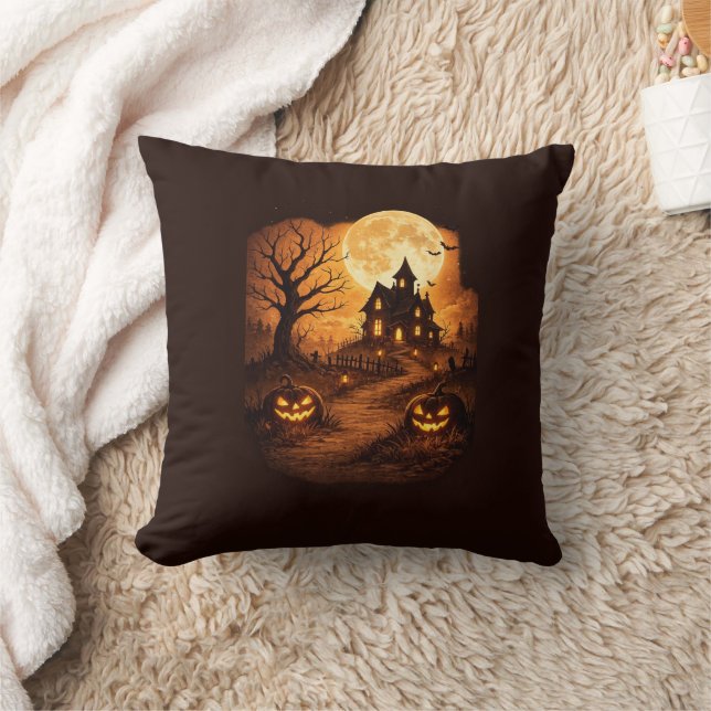 Skrämmande spökhus Halloween  Kudde (Filt)