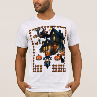 Skrämmande spökhus Halloween | Pumpa motorcyklist T Shirt