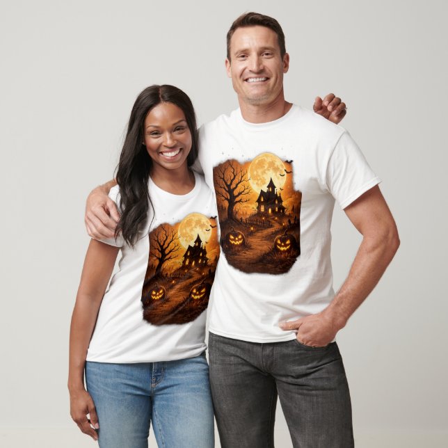 Skrämmande spökhus Halloween  T Shirt (Unisex)