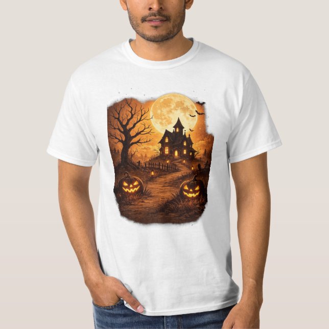 Skrämmande spökhus Halloween  T Shirt (Framsida)