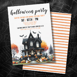 Skrämmande spökhus Halloweenfest Inbjudningar
