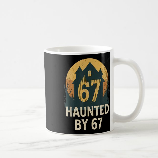 Skrämmande spökhus meme 67 Roligt mattehumor 6x7 Kaffemugg (Höger)