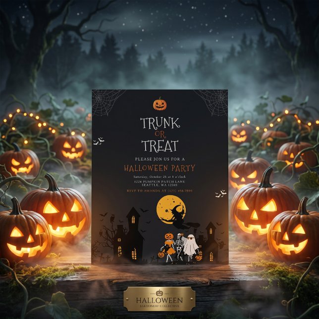 Skrämmande spökhus Trunk or Treat Halloween Inbjudningar (Skapare uppladdad)