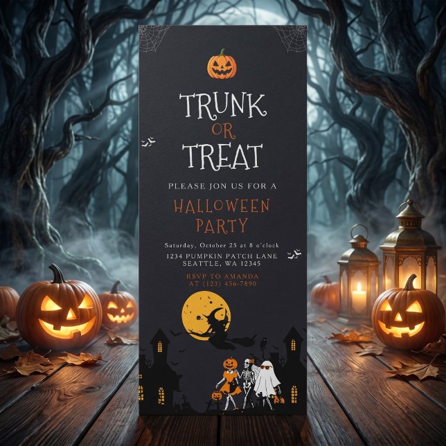 Skrämmande spökhus Trunk or Treat Halloween Inbjudningar (Skapare uppladdad)