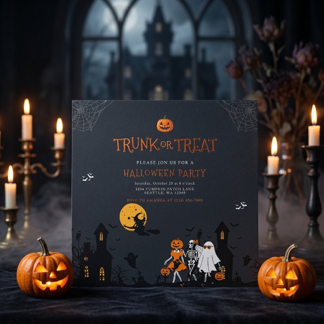 Skrämmande spökhus Trunk or Treat Halloween Inbjudningar (Skapare uppladdad)