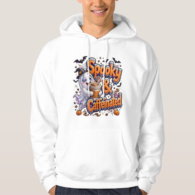 Skrämmande spökkaffe hoodie (Framsida)