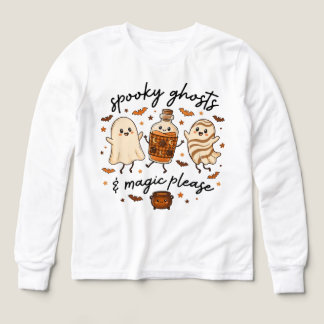 Skrämmande spökkaffelatte Söt Halloween Höst Doodl T Shirt
