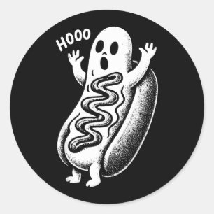 Skrämmande spökkorv Halloween rolig matmat Runt Klistermärke
