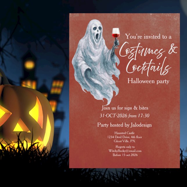 Skrämmande spökkostymcocktail Halloween-fest Inbjudningar (Skapare uppladdad)
