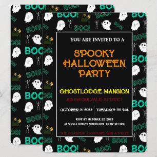 SKRÄMMANDE SPÖKLIG HALLOWEEN-FEST INVITATION INBJUDNINGAR