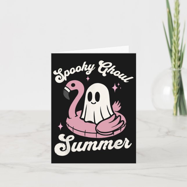 Skrämmande spöklik sommar Söt spökflamingo sommarv Kort (Framsida)