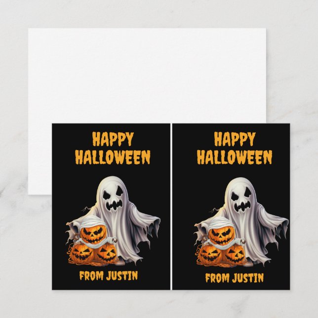 Skrämmande spökpumpa Halloween klassrum Anteckningskort (Fram/baksida)