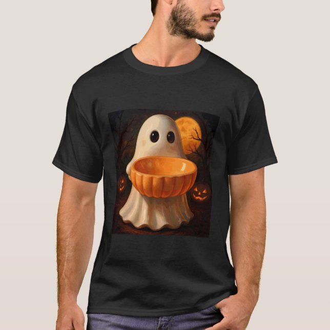 Skrämmande spökpumpa Halloween T Shirt (Framsida)