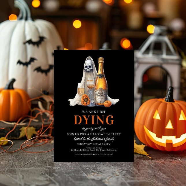 Skrämmande spökpumpa vin Halloween-fest Julkort (Skapare uppladdad)
