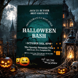 Skrämmande spökpumpafest för halloween inbjudningar