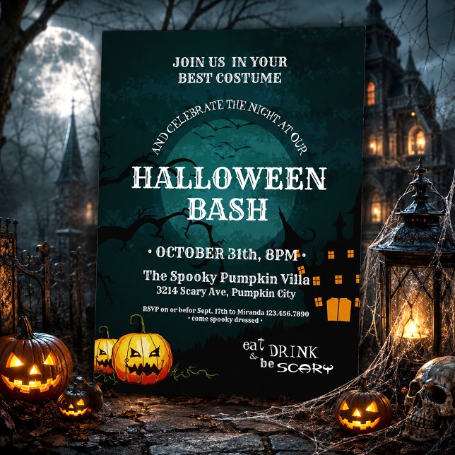 Skrämmande spökpumpafest för halloween inbjudningar (Skapare uppladdad)