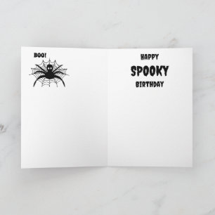 Skrämmande spökretro svart halloween födelsedag kort