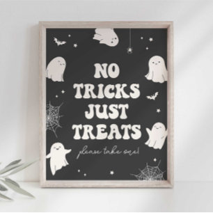 Skrämmande spökskylt för Halloween med texten Inga Poster