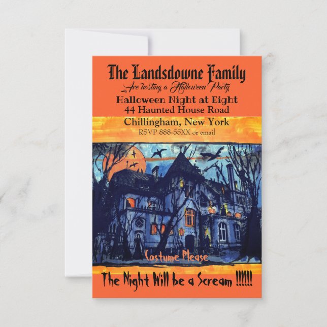 Skrämmande spökslott Halloween-text (Framsida)