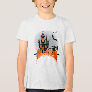 Skrämmande spökslott Halloween ungdom fladdermöss T Shirt
