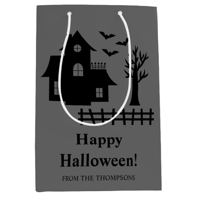 Skrämmande spökslott siluett Glad Halloween (Framsidan)