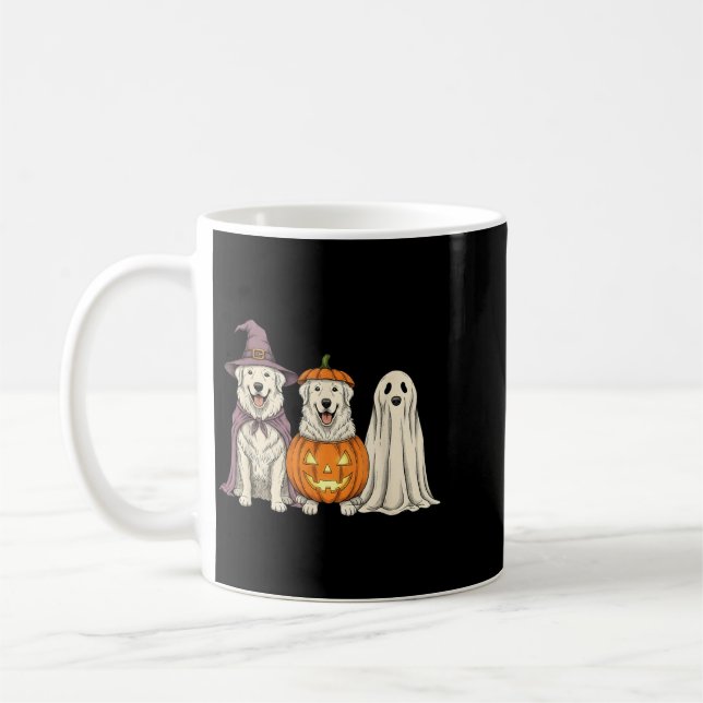 Skrämmande spökstor Pyrenéer pumpa Halloween hund Kaffemugg (Vänster)
