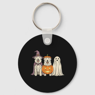 Skrämmande spökstor Pyrenéer pumpa Halloween hund Nyckelring