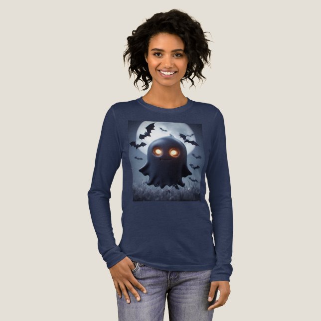 Skrämmande spökteckning med fladdermöss t shirt (Hel framsida)