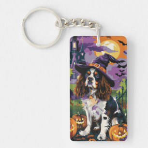 Skrämmande Springer Spaniel Halloween Häxa Pumpa